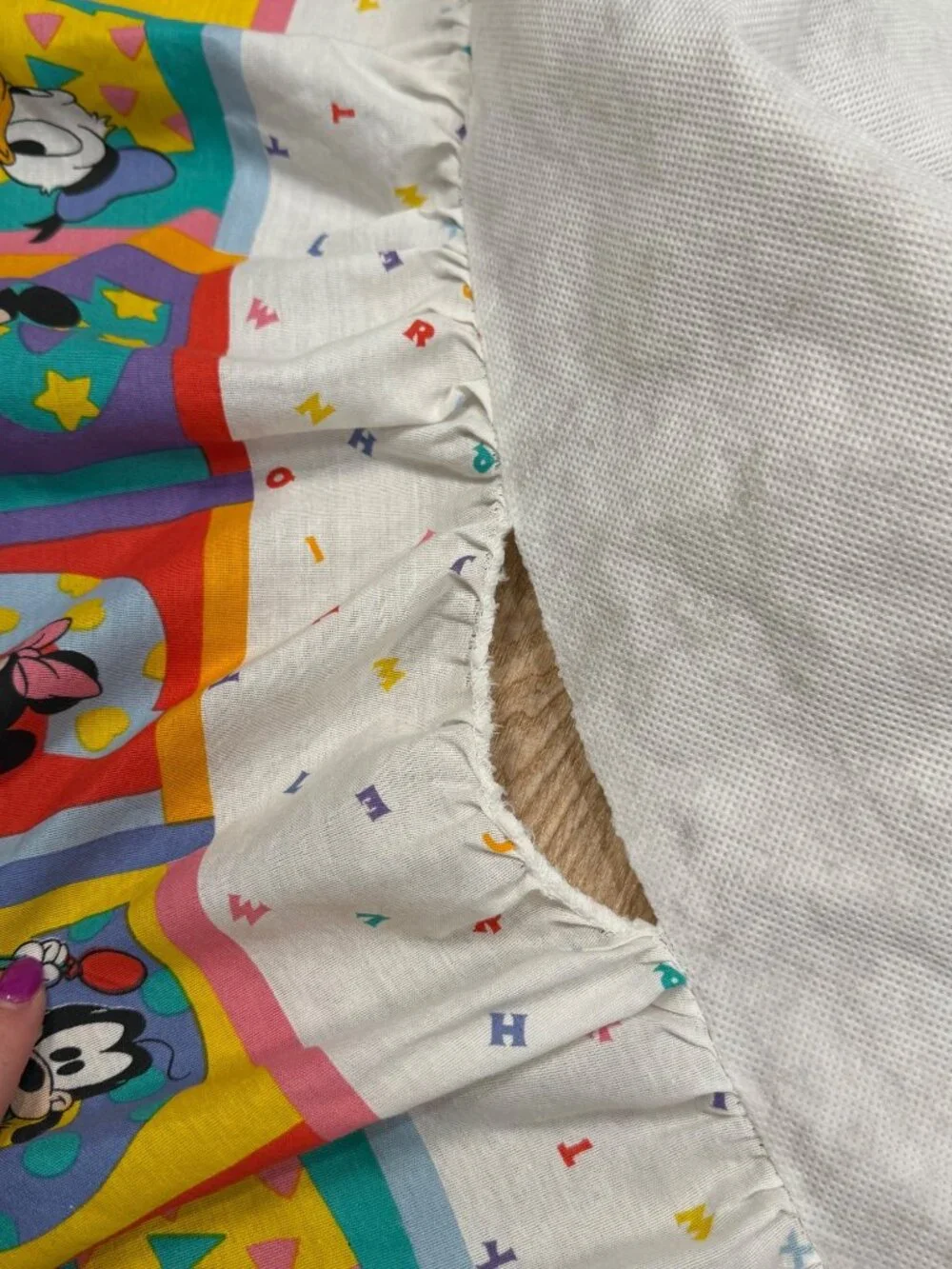 Vintage Disney Babies Dundee Crib Bedding Set Sheet Quilt Skirt Mickey Donald Mi
